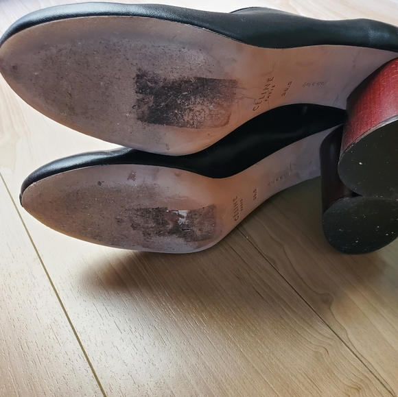 CÉLINE BLACK LEATHER VAMP PUMPS - Picture 7 of 9